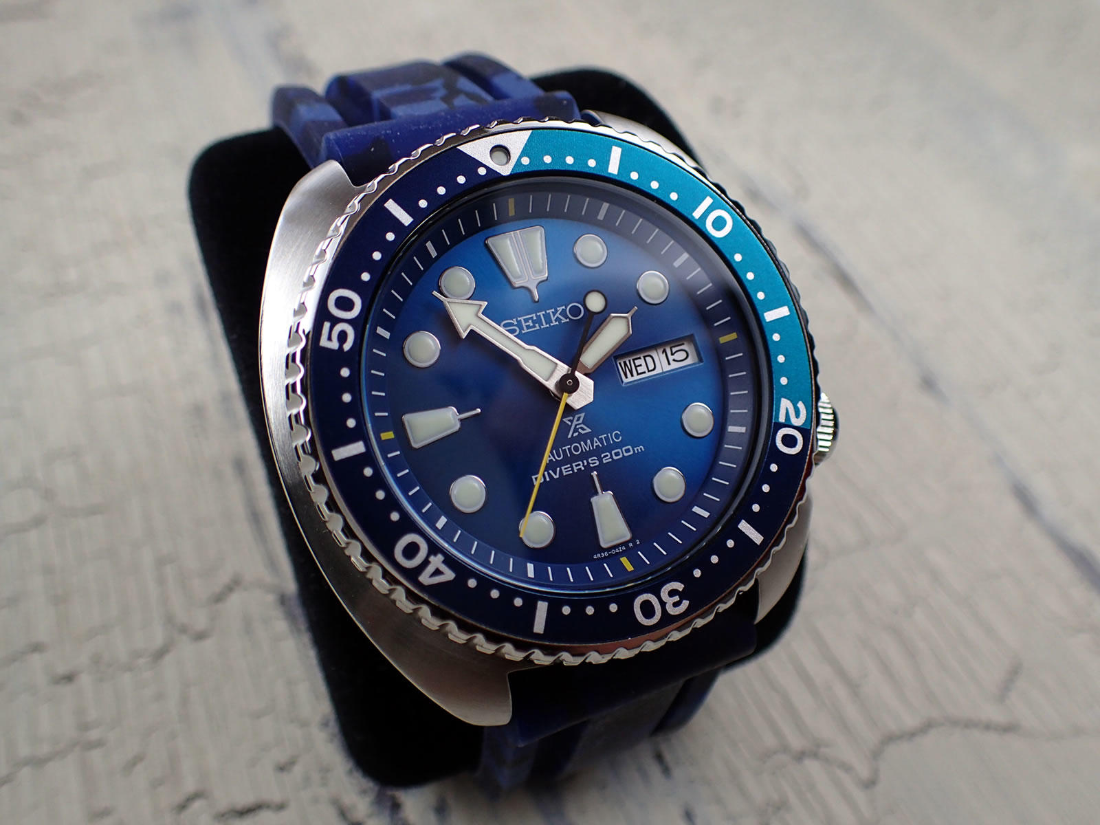 セイコー プロスペックス「SRPB11」+ Horus Straps ブルーカモフラージュ柄ラバーストラップ